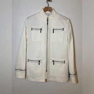 ST JOHN SPORT By Marie Gray Ivory Jacket Blazer Full Zip Zipper Pockets Sz Small